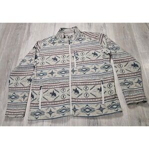 ARIAT FULL ZIP SWEATER SIZE LARGE COWBOY/SOUTHWEST PRINT GREAT CONDITION 1335